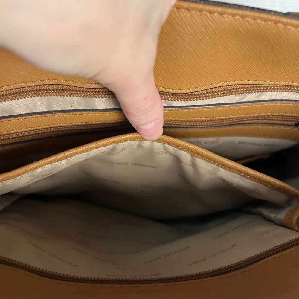 Michael Kors Brown Signature Tote with Tan Trim